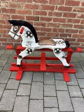 Vintage Wooden Rocking Horse Child’s Kids Red Black White Pony Bedroom Playroom