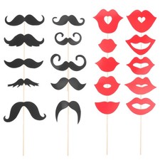  1 Set Wedding Photo Booth Props Red Lip Beard Photobooth Kits Dress Up