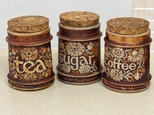 Vintage Quantock Pottery Set of Three Storage Jars With Cork Lids