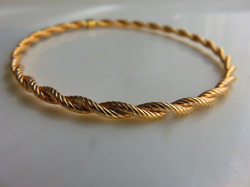 Gold rope slave bangle - gold,