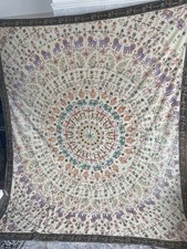 Vintage Indian Wall Hanging Silk Embroidery Cotton Home Decor Tapestry 251x206cm