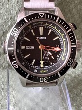 TIMEX Intelligent Quartz Diver Watch Temp Depth Sensor Yellow Dial 47mm Used JPN