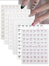 Minimalist Thin Line Bow Nail Art Stickers Rose Gold Silver  Valentine's Ribbon