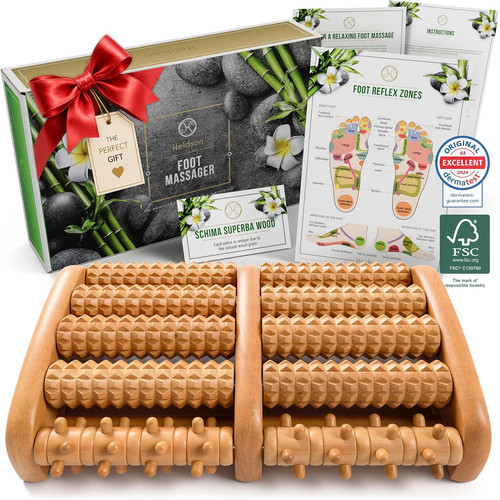 Wooden foot massage roller - wooden,