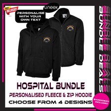 PERSONALISED HOSPITAL WORKWEAR BUNDLE FLEECE ZIP HOODIE EMBROIDERED CUSTOM TEXT