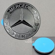 MERCEDES-BENZ GLOSS BLACK WREATH BONNET BADGE EMBLEM 57mm A B C CLA E S CLASS