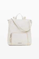 Desigual Zaino borsa cuciture colorate Bianco