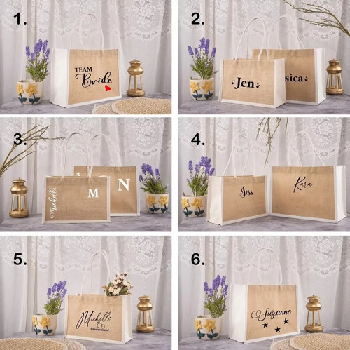 Personalised lunch jute bag - jute,