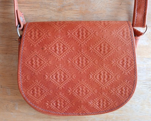 Small orange leather tunisian - leather,