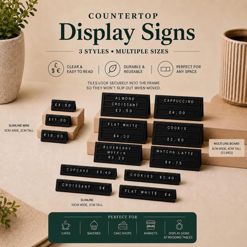Counter display signs - signs, cafe