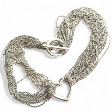 Vintage Tiffany & Co. Sterling Silver Multi Strand Heart Link Toggle Necklace