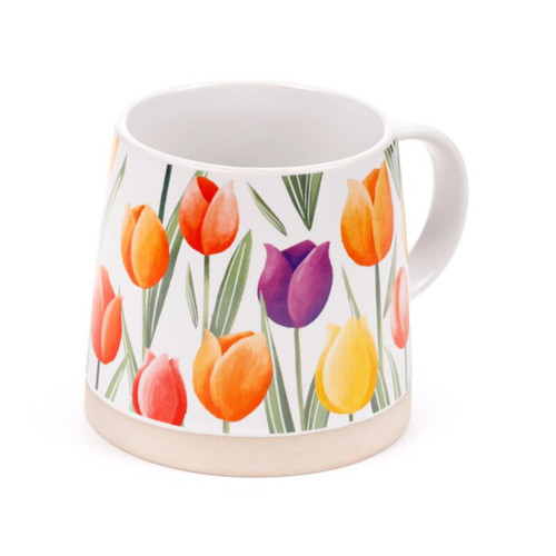 Tulips tapered stoneware mug - tulips,