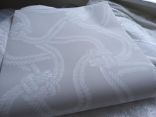 Two Rolls Of Cole & Son Rope Design  Wallpaper.  Dove Grey And White