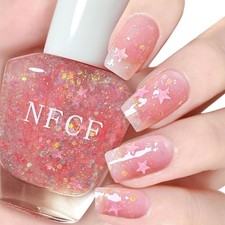 Glitter Nail Polish - Shiny Star Pink Nail Varnish - Shimmering Quick-Drying Nai