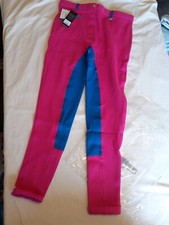 HY Performance Zeddy Mizs Childrens Jodhpurs Flamingo Pink, blue size 32