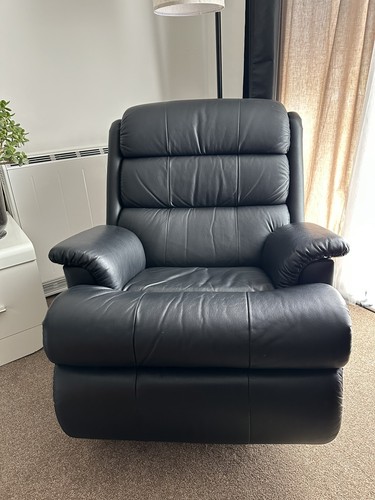 Black leather massage recliner - black,