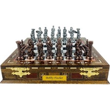 Antique Chess Set with Drawers
