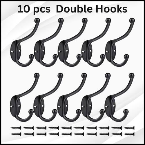 10pcs black coat - hooks, wall
