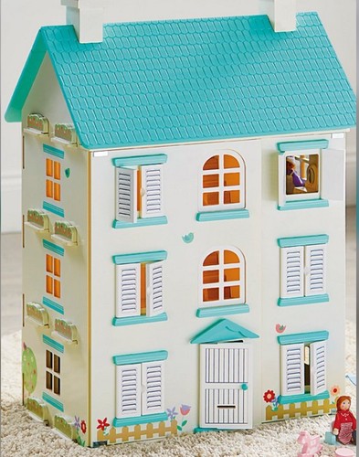 Wooden light dolls house - wooden, up