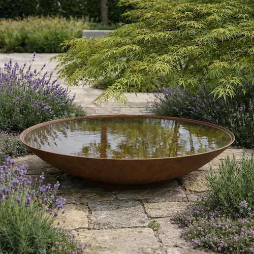 Corten steel water bowl - steel,