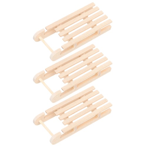 3pcs miniature wooden sleigh - miniature,