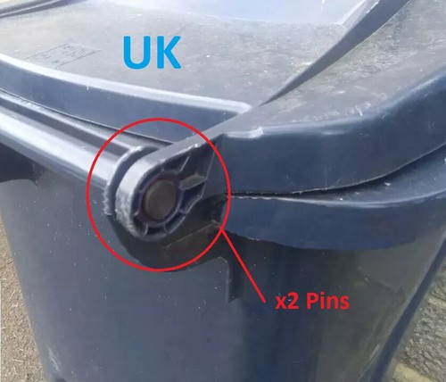 Wheelie bin lid - wheelie, pins