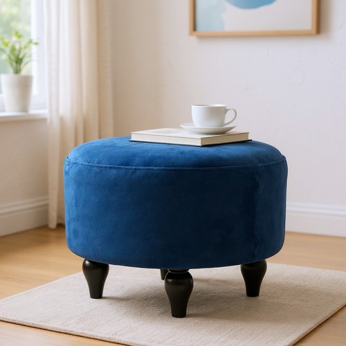 Blue oval ottoman footstool - blue,