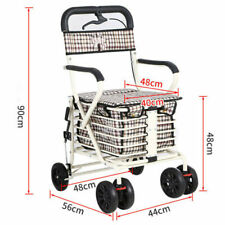 Seated Shopping Trolley with Backrest&Armrest Stable for Mobility Aid elderly