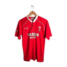 Wales Reebok Rugby Shirt Men's Size XS Red Brains Beer Sponsor WRU 