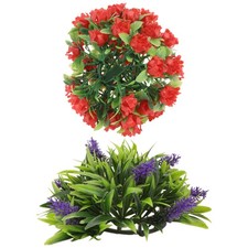 2 Pcs Flower Decoration Flowers Artificial Floral Topiary Shrubs