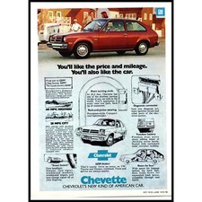 1976 Chevy Chevette Hatchback Vintage Print Ad Milk Man Truck 70s Wall Art Photo