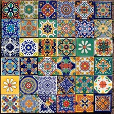 36 AUTHENTIC MEXICAN TILES Large MEXICO MIX