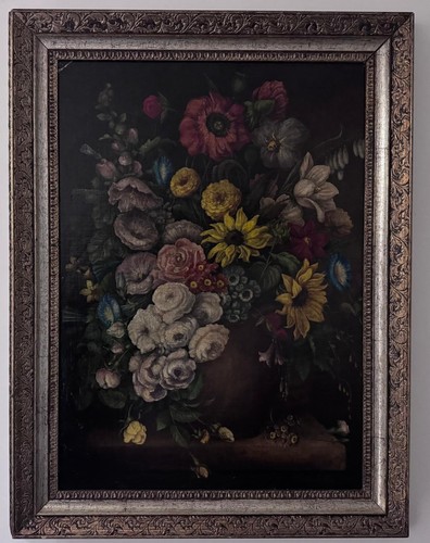 Large antique oil - , painting
