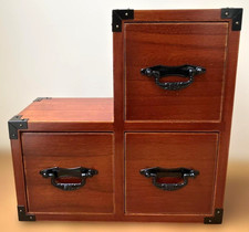 Japanese Kano Lacquerware Wooden Step Tansu Staircase Kohikidashi Drawers H20cm
