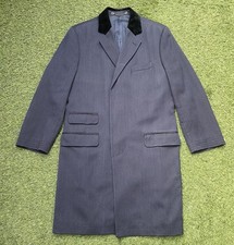 Charles Tyrwhitt blue pure wool velvet collar Covert overcoat UK 40 near mint