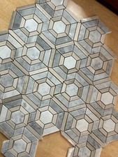 Beige,White & Grey Texture Marble Mosaic Tiles 300X300X8mm-splashback,feature