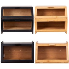 Woodluv Bread Bin, Wooden Bread box Bin Multi-Purpose Kitchen Storage Organizer