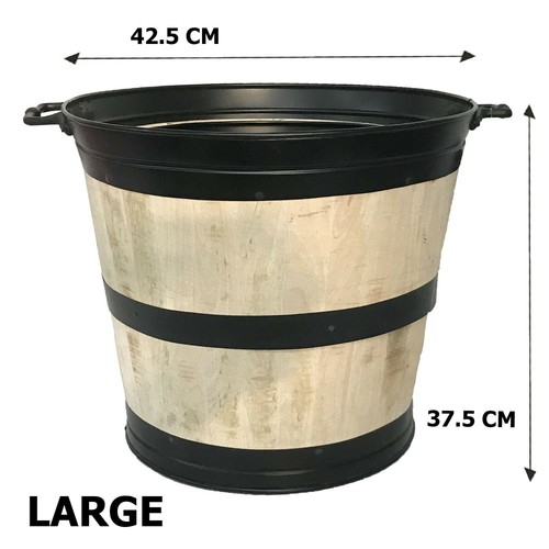 Bucket galvanised wood and
