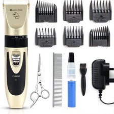 Professional Cordless Dogs Cat Clippers Trimmer Low Noise Complete Grooming Set