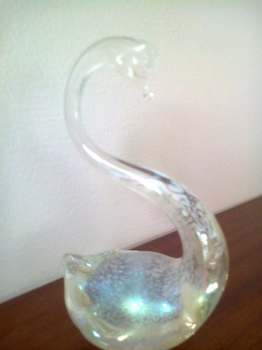 Glass swan ornament - swan, ornament.