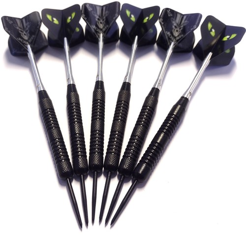 Black coated steel tip darts - black,
