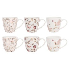 Strawberry Floral Mug Set of 6 Butterfly Coffee Afternoon Tea Cup New Bone China