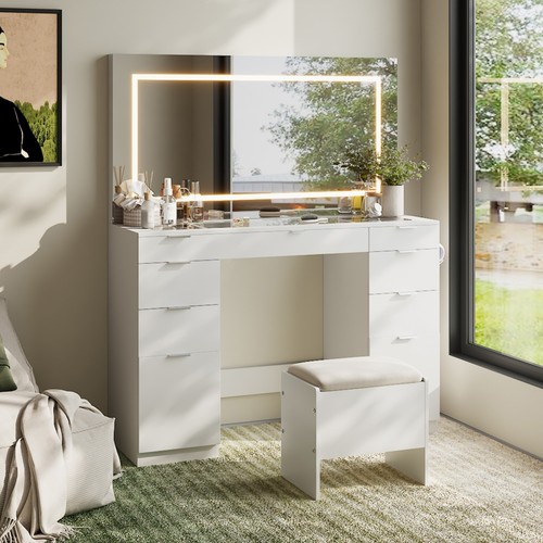 White dressing table - with, led