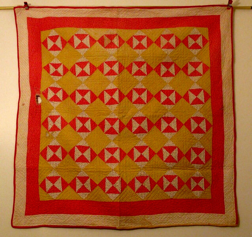 Antique crib quilt early print - crib,