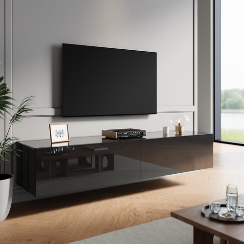Black high gloss wall floating - gloss,