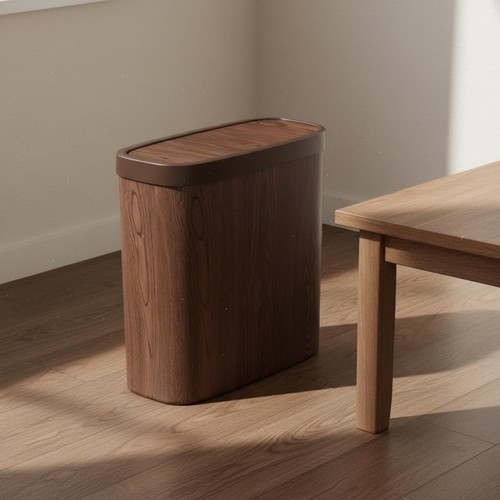 Wood grain trash can retro - wood,