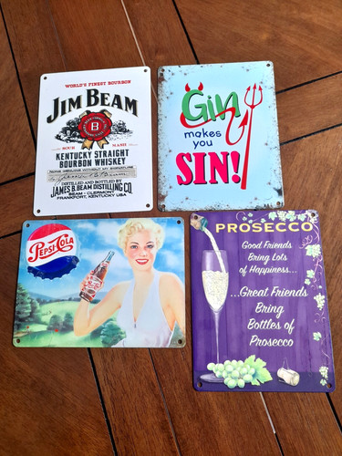 Assorted metal wall signs - metal,