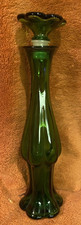 VTG Avon Emerald Green Bud Vase Cologne Glass Bottle Flower Stopper - Empty VTG