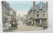 Broad Street Knighton Horse Trap Scene and Shopfronts 1900s Edwardian Postcard