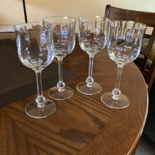 Set of 4 Carico Chantilly Crystal Wine Glasses – Elegant West German Ribbed Stem
